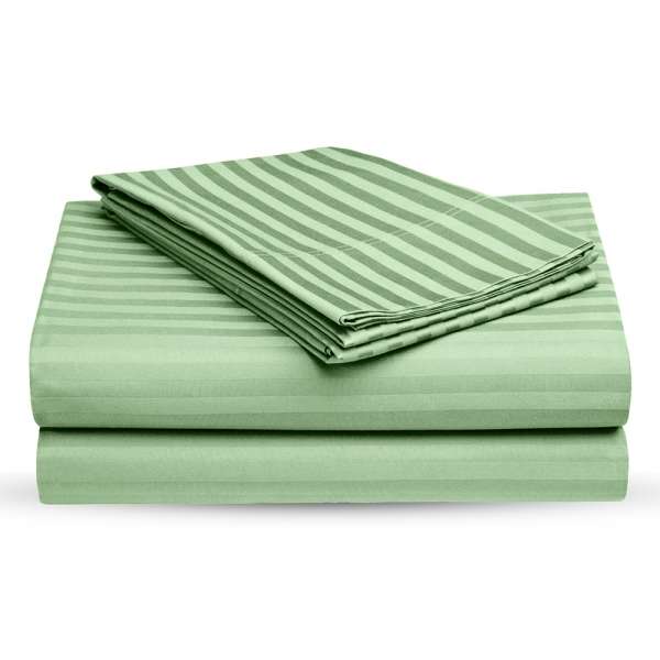 Pista Green Self Design 300 TC King Size Pure Cotton Satin Slumber Sheet for Double Bed with 2 pillow covers