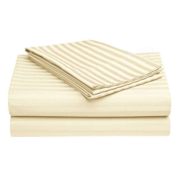 Off White Self Design 300 TC King Size Pure Cotton Satin Slumber Sheet for Double Bed with 2 pillow covers