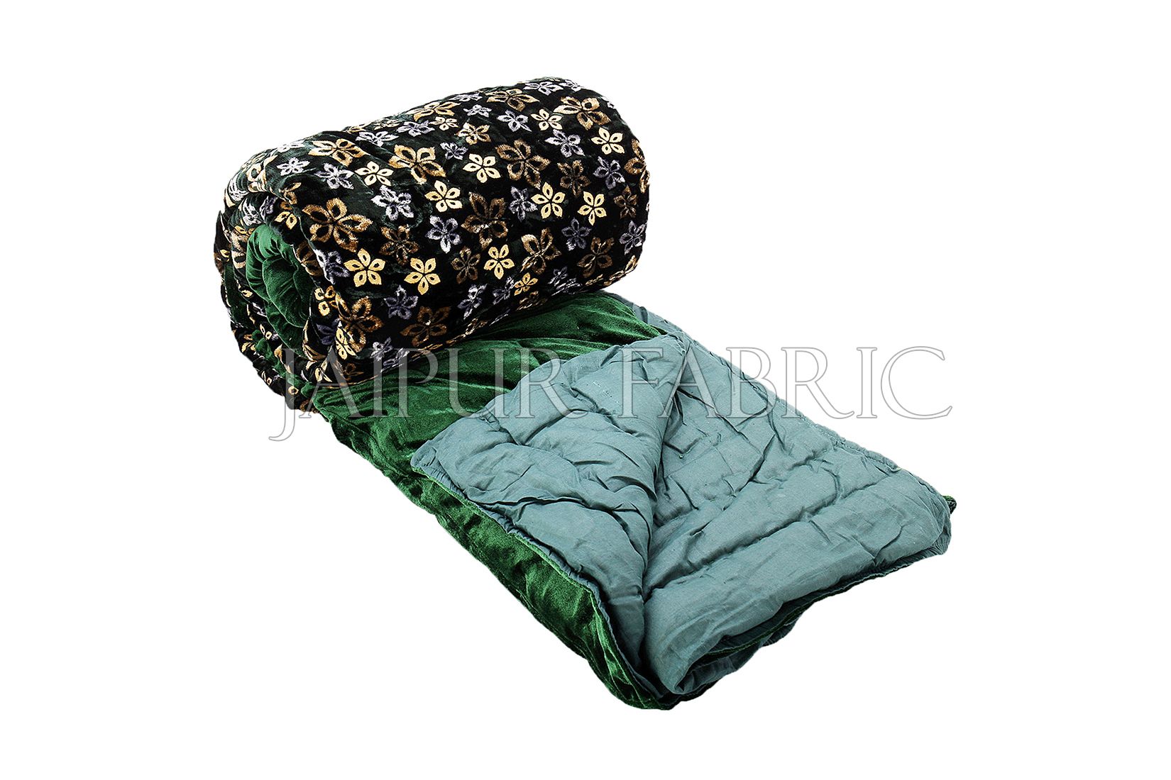 Green Velvet Double Bed Quilt