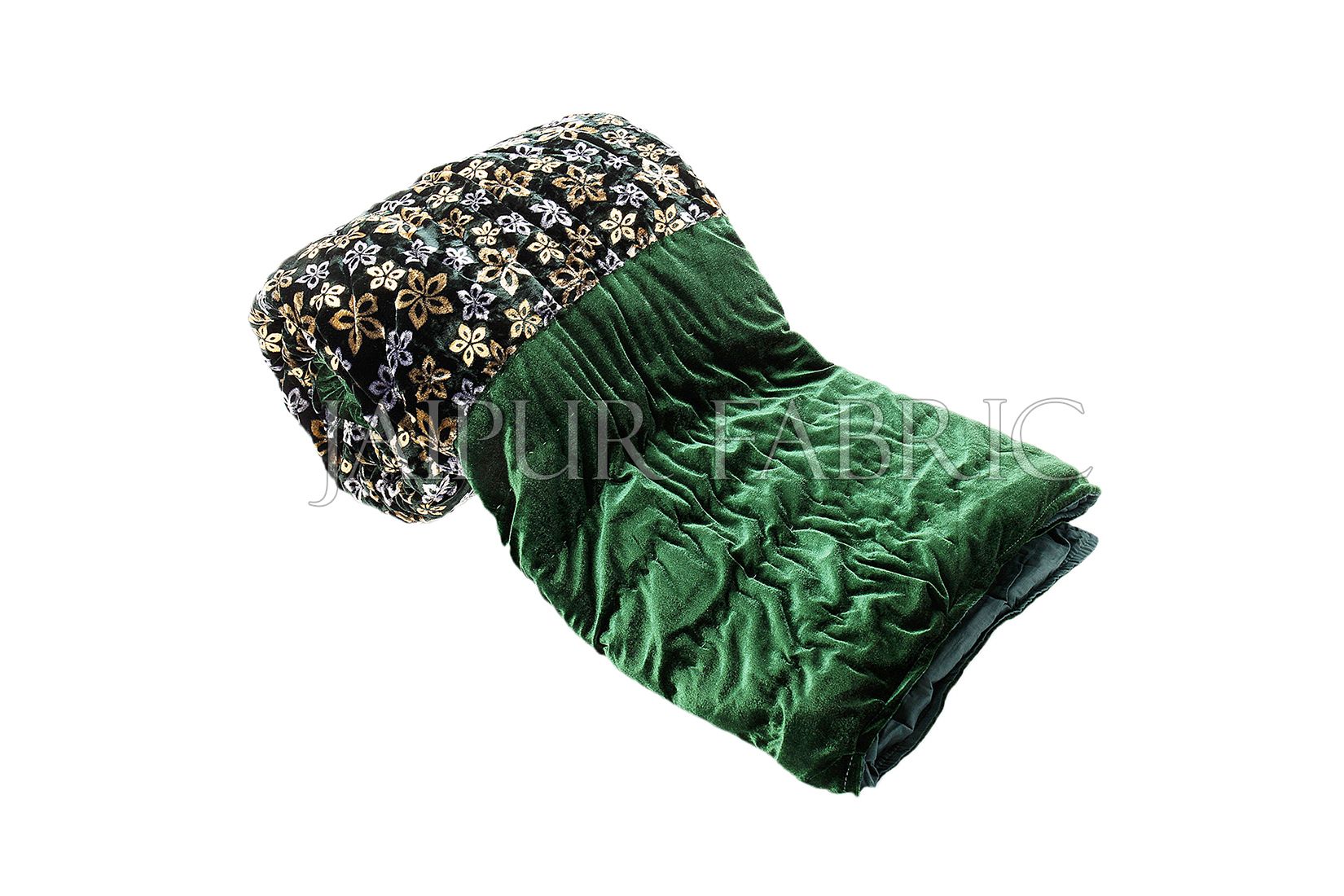 Green Velvet Double Bed Quilt