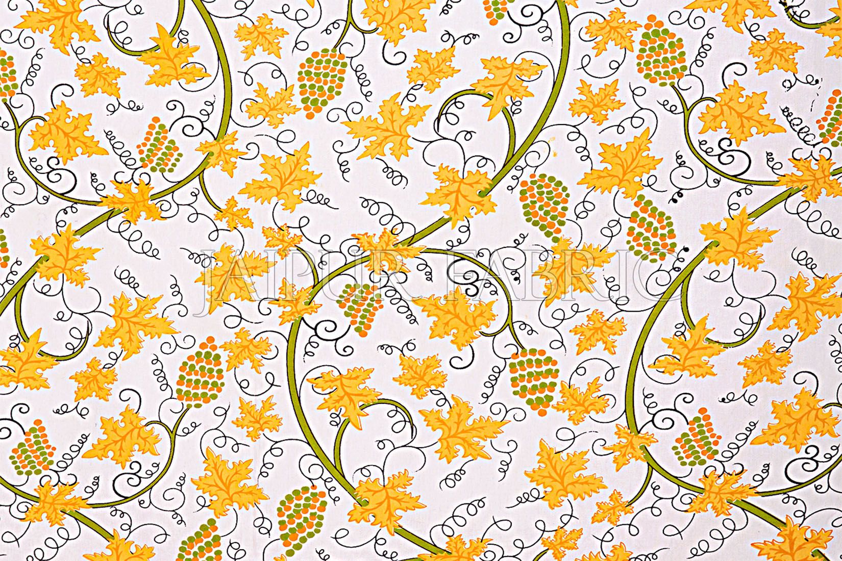 Yellow Border Grape Designer Cotton Double Bed Sheet