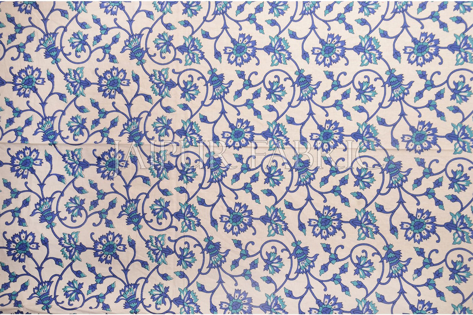 Blue Border Anthemion Pattern Cotton Single Bed Sheet