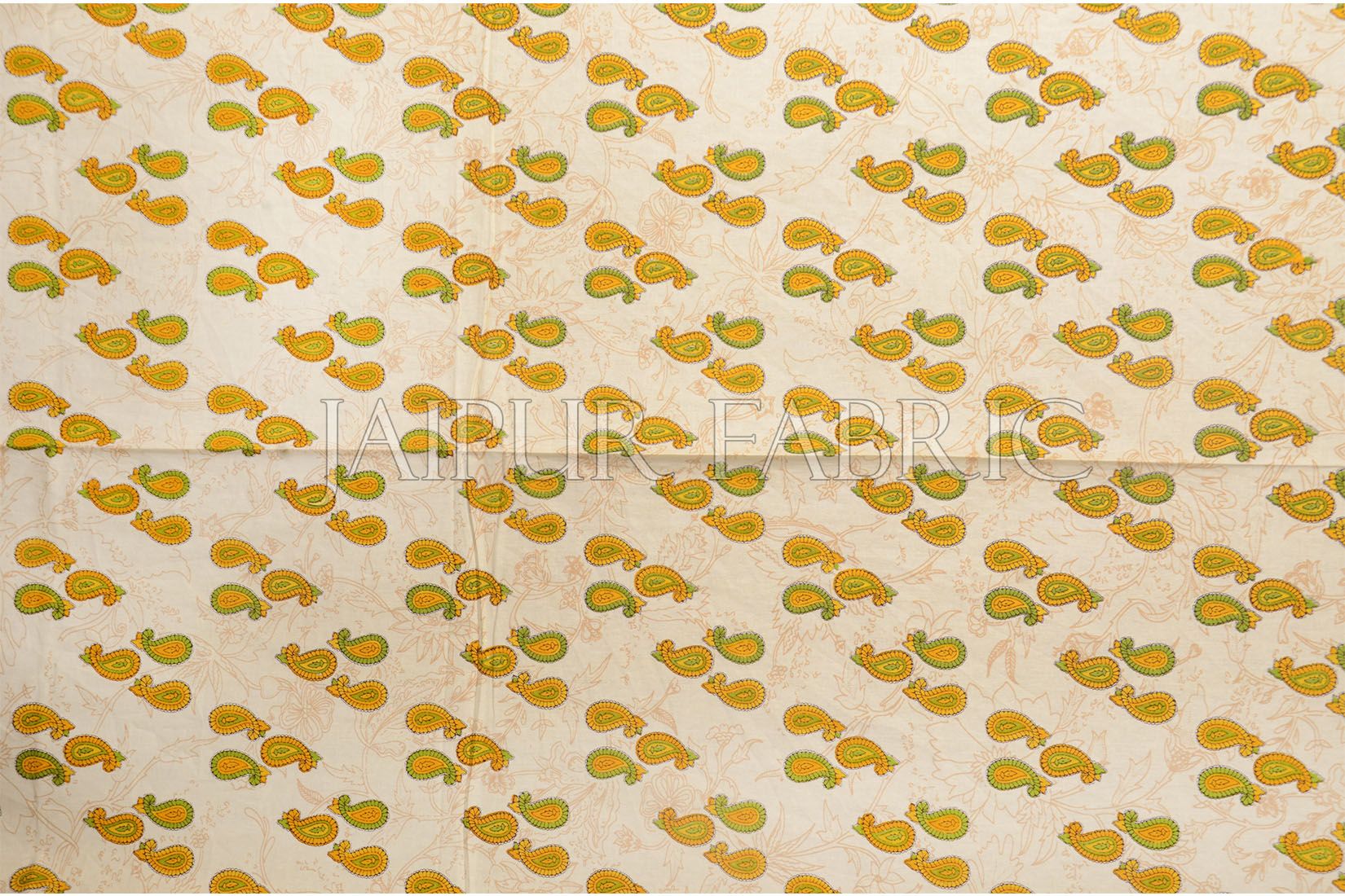 Yellow Anthemion Pattern Cotton Single Bed Sheet