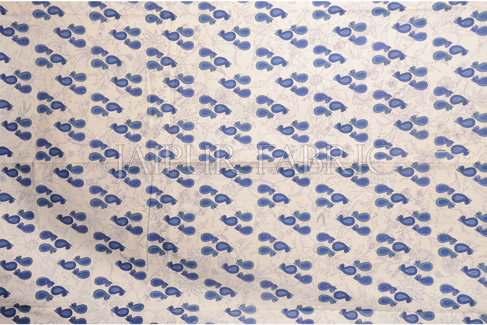 Blue Anthemion Pattern Cotton Single Bed Sheet