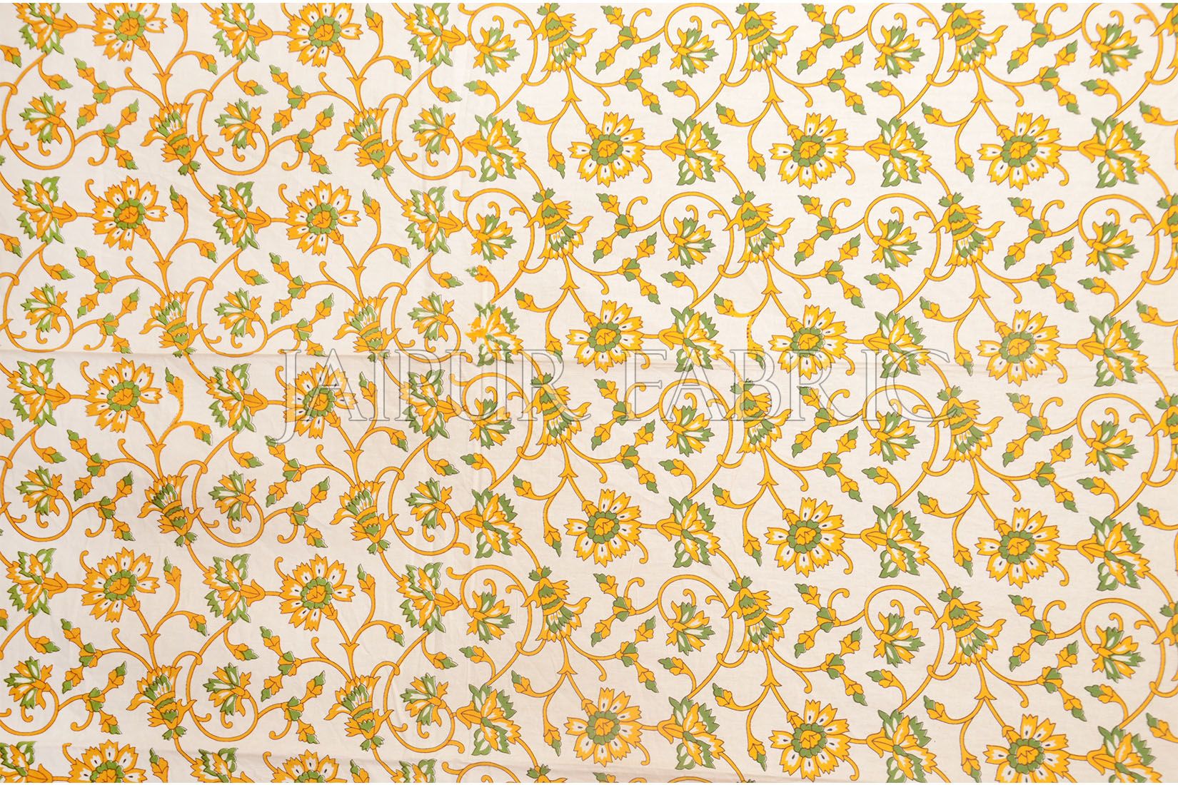 Yellow Border Anthemion Pattern Cotton Single Bed Sheet