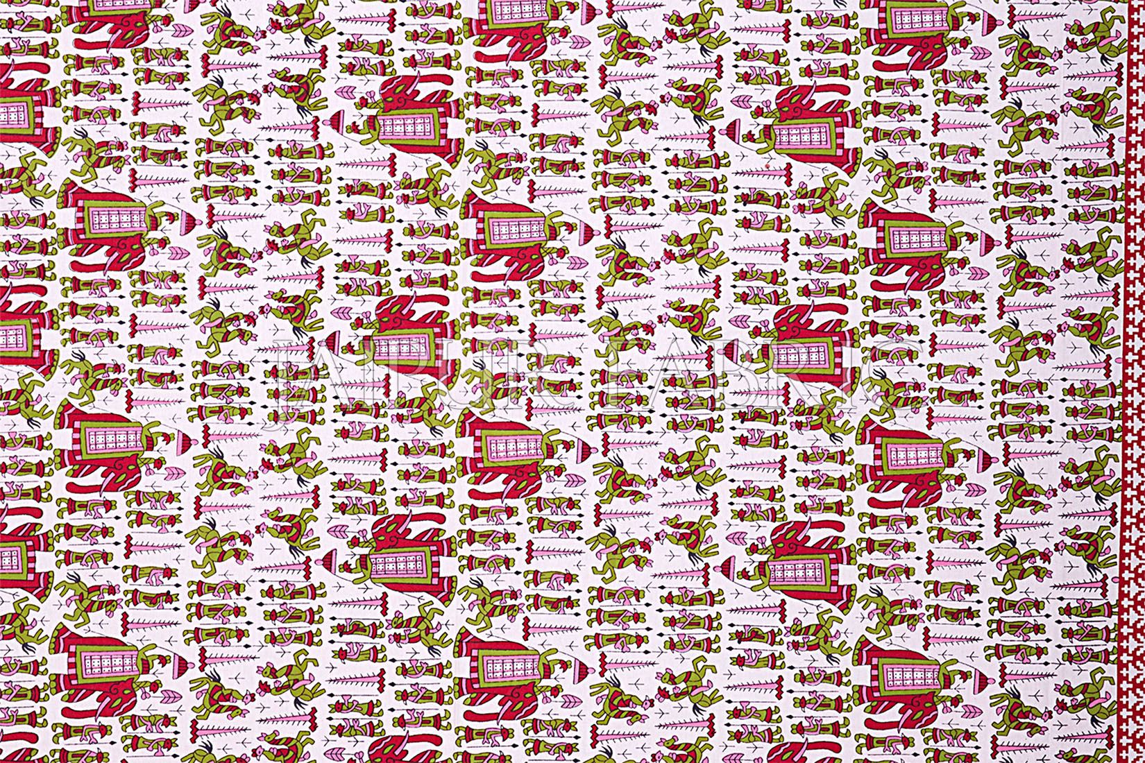 Pastel Pink Rajasthani Wedding Printed Cotton Double Bed Sheet