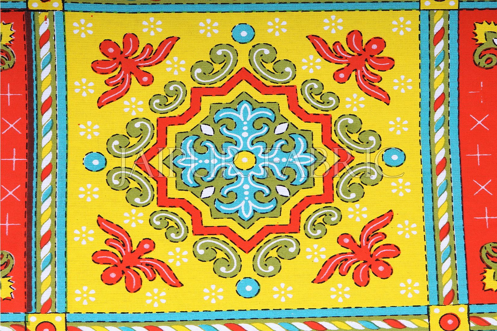 Orange Royal Jaipuri Print Cotton Single Bed Sheet