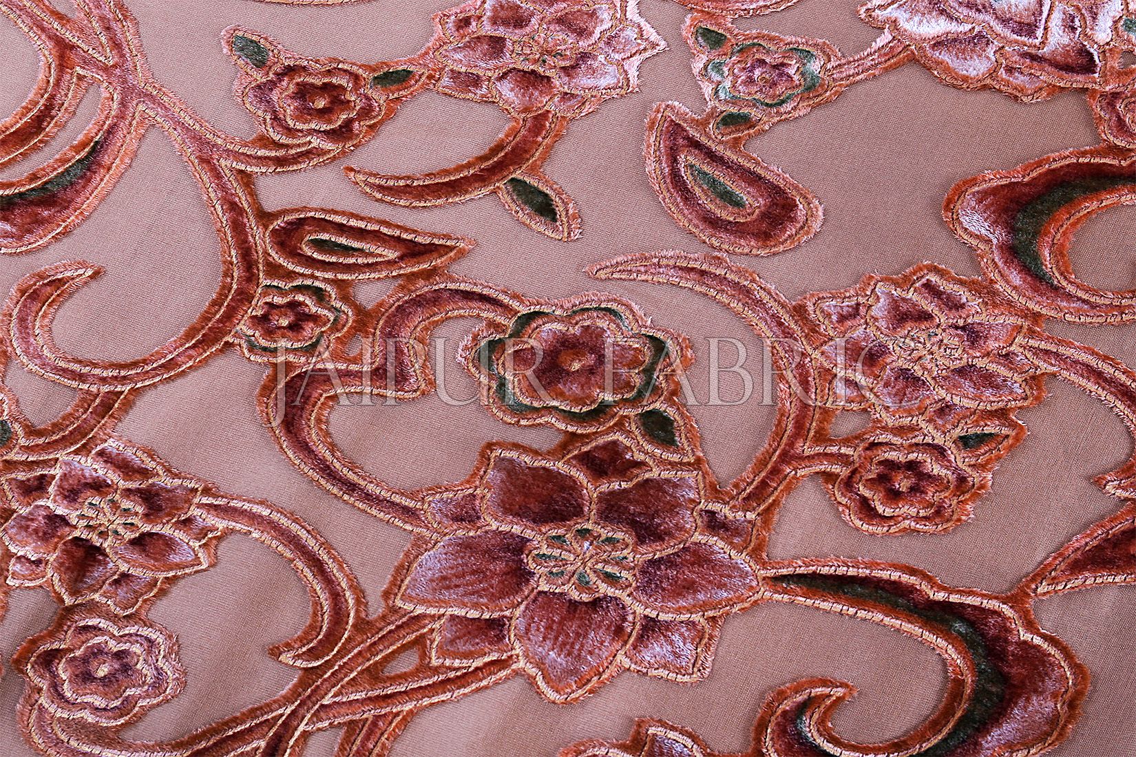 Copper Base With Red Golden Patchwork Cotton Satin Double Bed Sheet