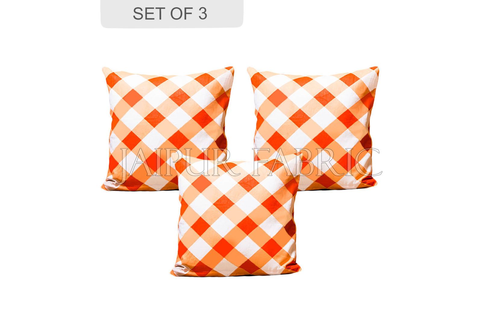 Orange checkered Plaid Pattern Cushion Cover