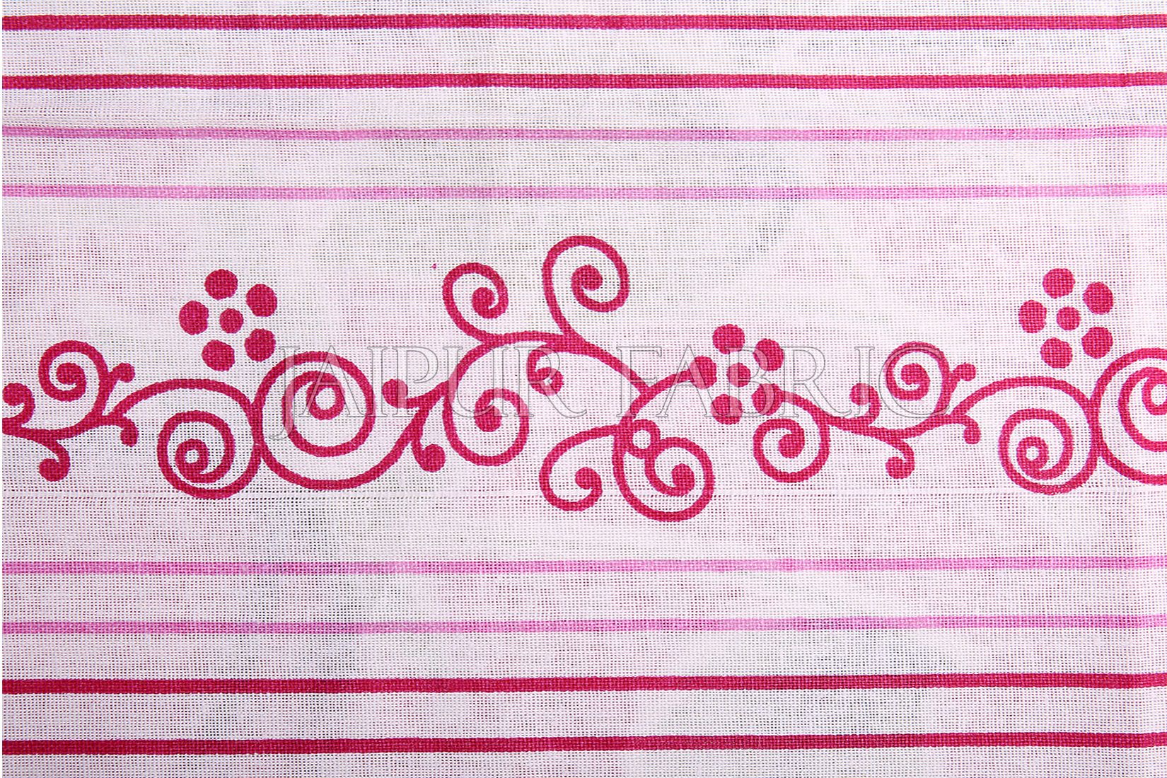 Pink Base Flower Print White Border Double Bed Sheet