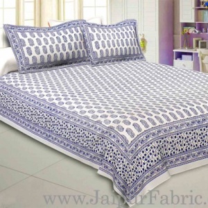 Charming Paisley Navy Blue Double Bedsheet  Soft Cotton
