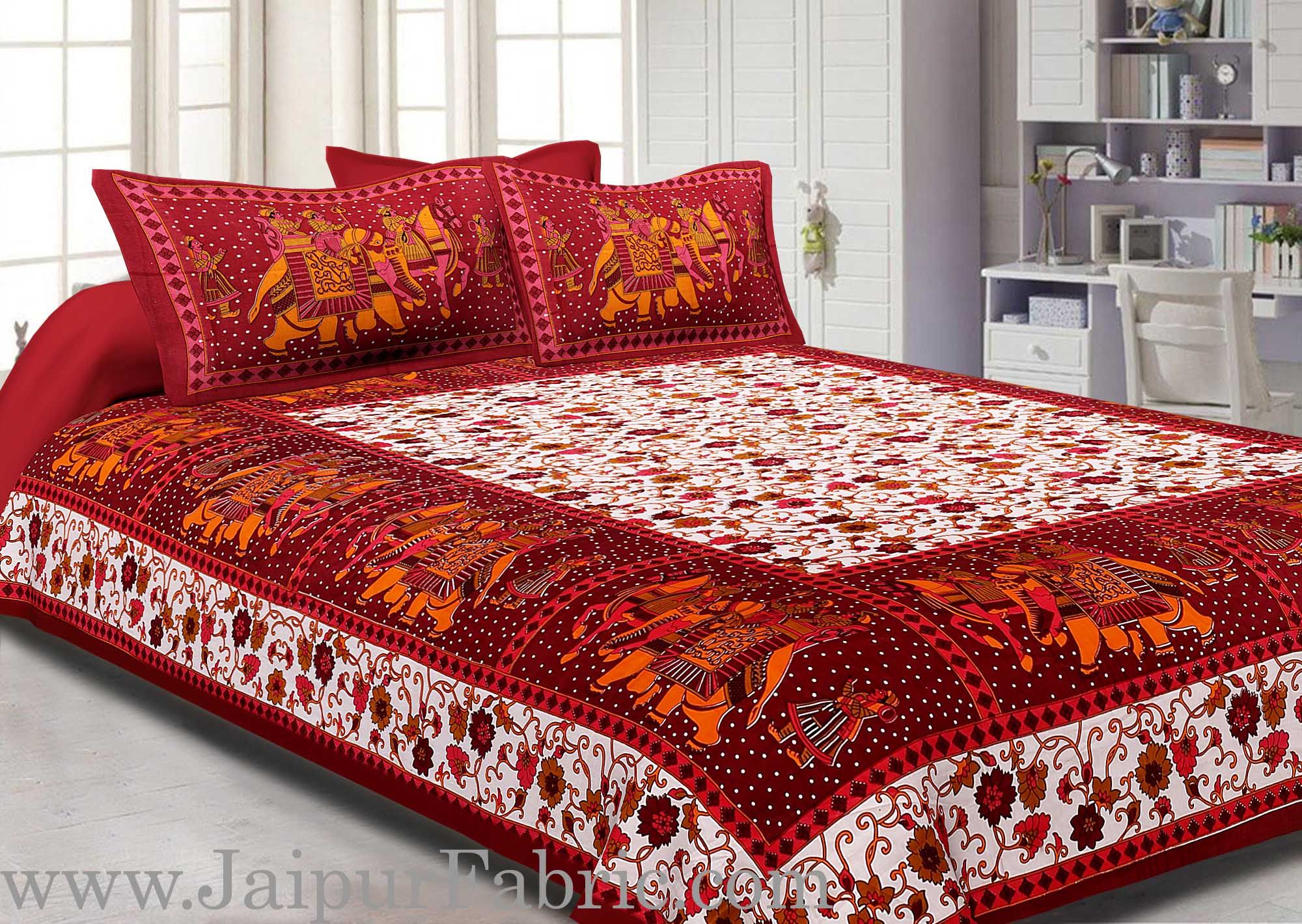 Dark Brown Gangaur Pattern cotton Double Bed sheet
