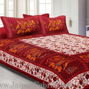 Dark Brown Gangaur Pattern cotton Double Bed sheet