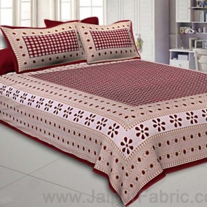 Double Bedsheet Blood Red Color Rangoli Print