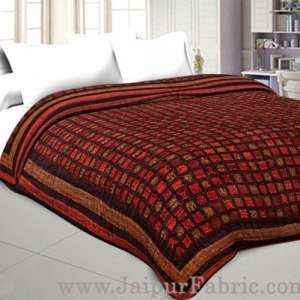 Double Bed Quilt Check &amp; Dabu Cotton (Multicolour)