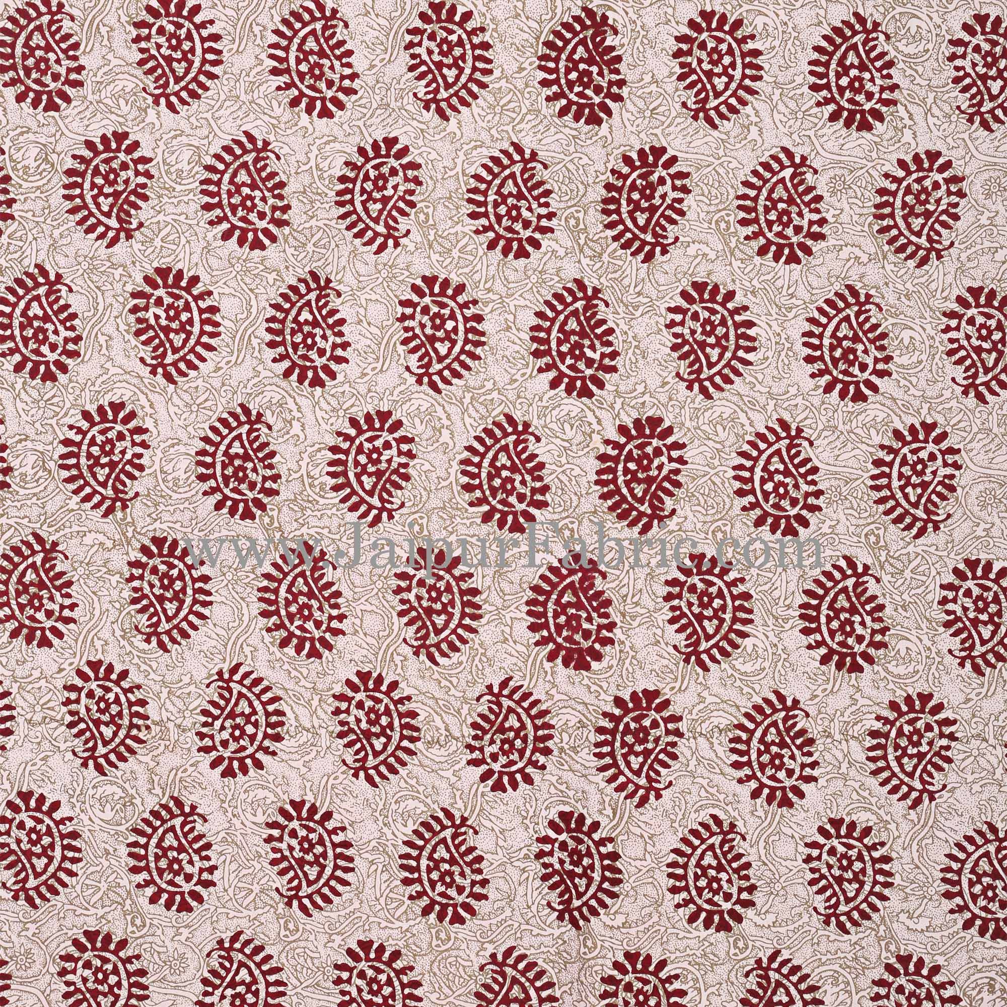 Maroon Border  Maroon Base Kerry Pattern Hand Block Print Super Fine Cotton Bed Sheet