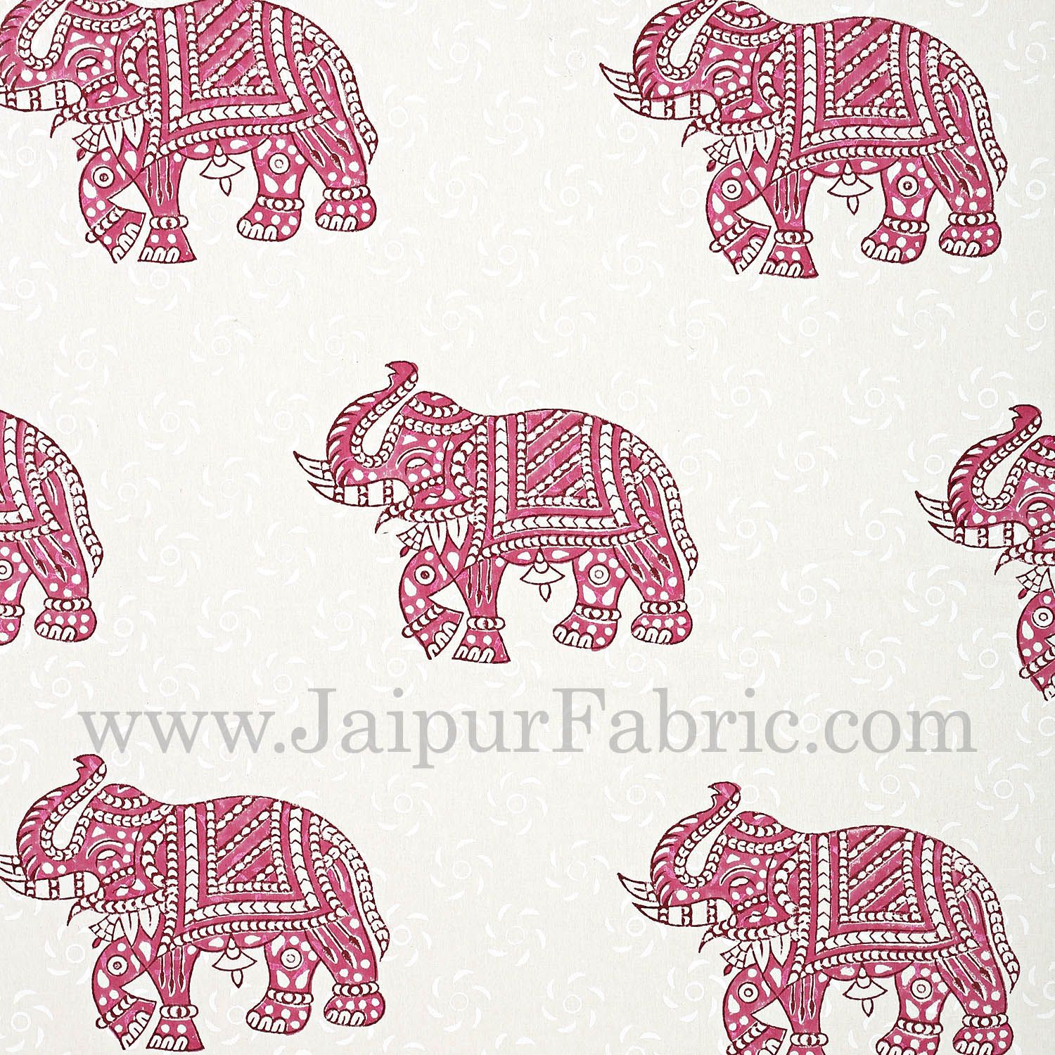 Cream Border In  Cream Base Maroon And Gajri Elephant Hand Block Print Super Fine Cotton Double Bed Sheet