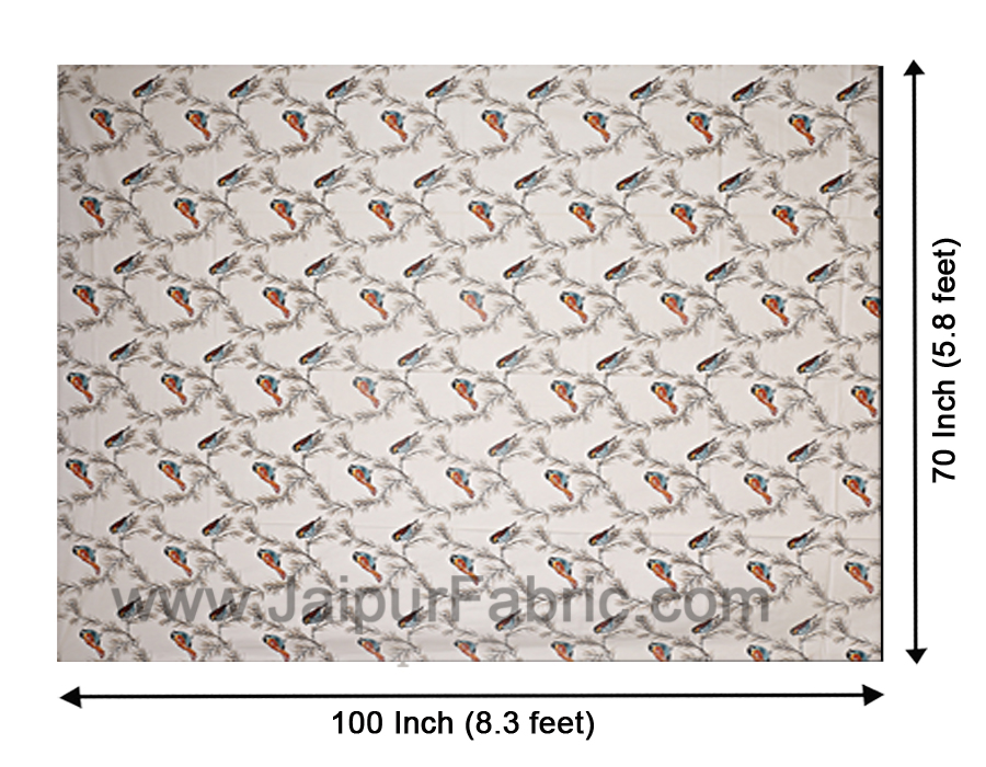 Pure Cotton 240 TC Single Bedsheet indian bird print green taxable