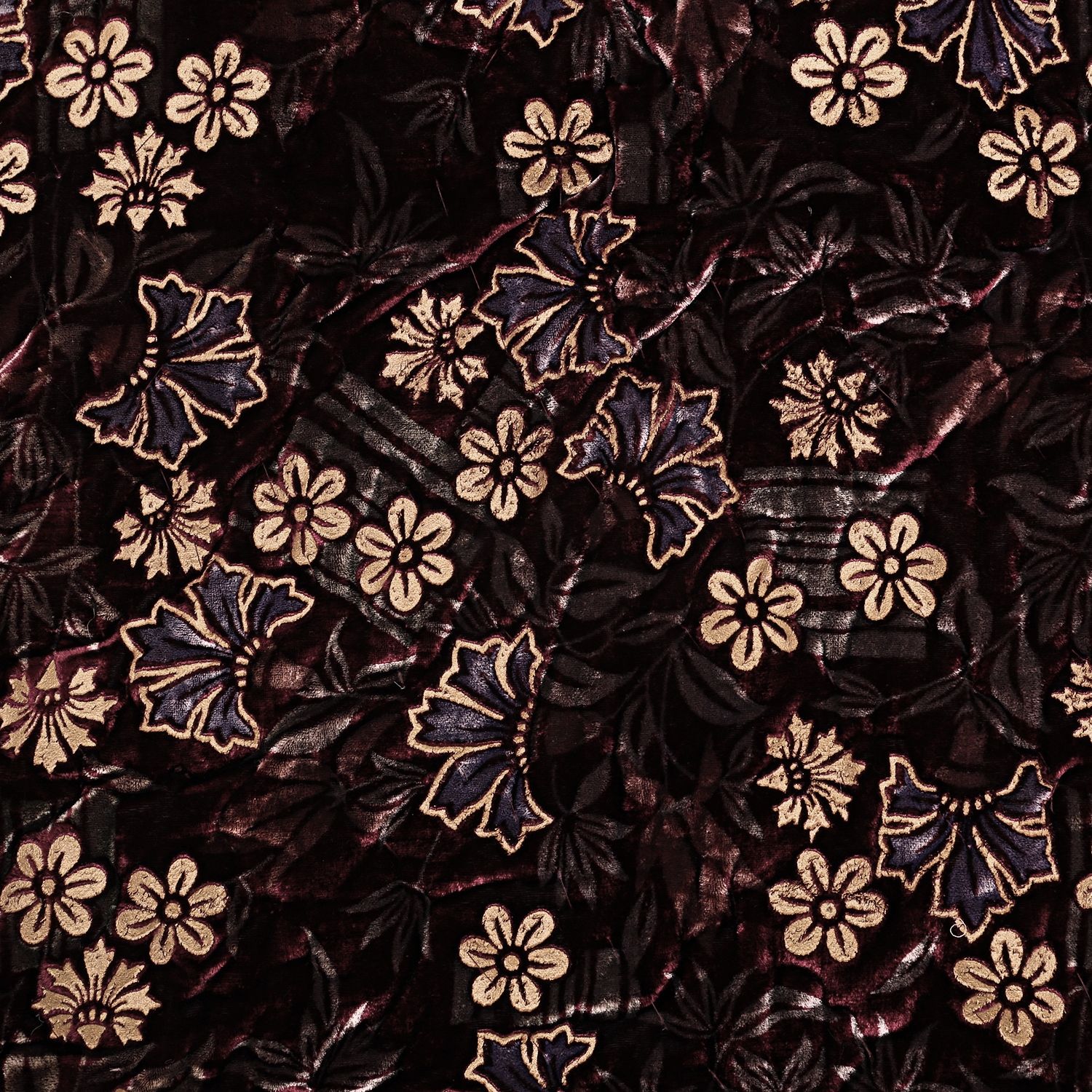 Jaipuri Hand Crafted Floral Print Velvet Double Quilt/Rajai