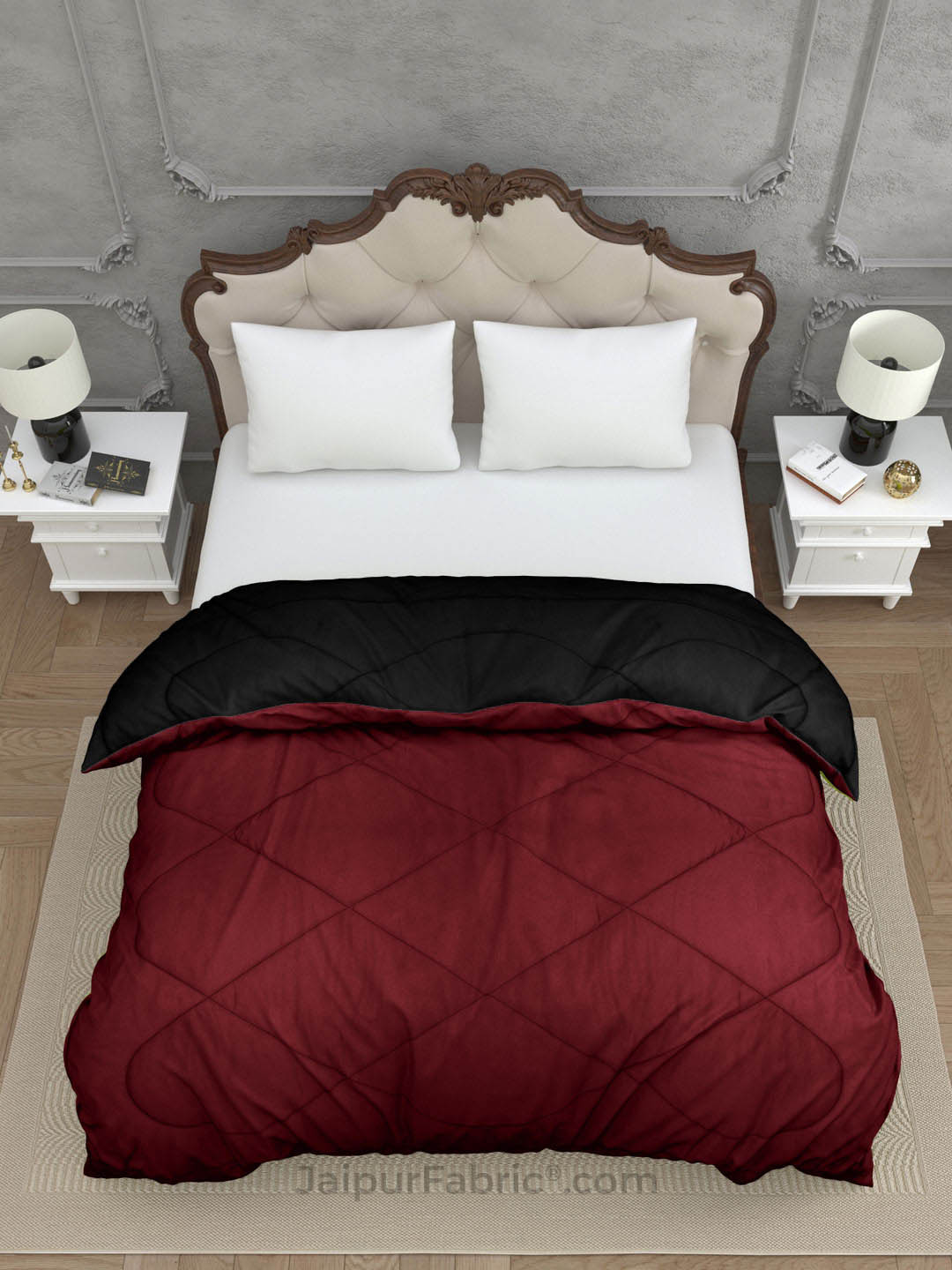 Maroon Black Double Bed Comforter