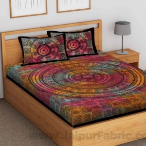 Tie Dye Mandala Print  Bed Sheet with 2 Pillow Covers cum Tapestry