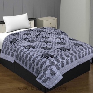 Jaipuri Quilt Elephant Print 200Gsm Fine Cotton Single Bed Rajai