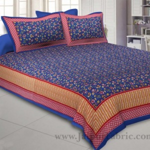 Royal Blue Floral Covet Double Bedsheet