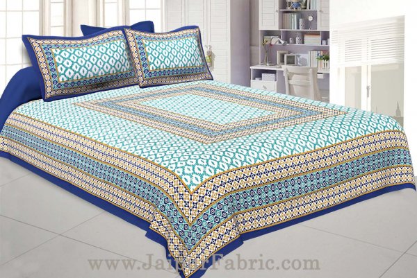 Double Bedsheet Royal Blue Border Rectangle Print