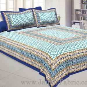 Double Bedsheet Royal Blue Border Rectangle Print