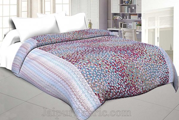 Cambric Cotton Double bed Reversible Dohar with Pink Spring Petals