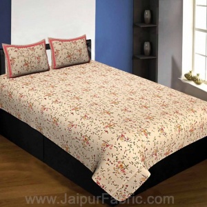 Pure Cotton 240 TC Single Bedsheet cream floral motif print taxable