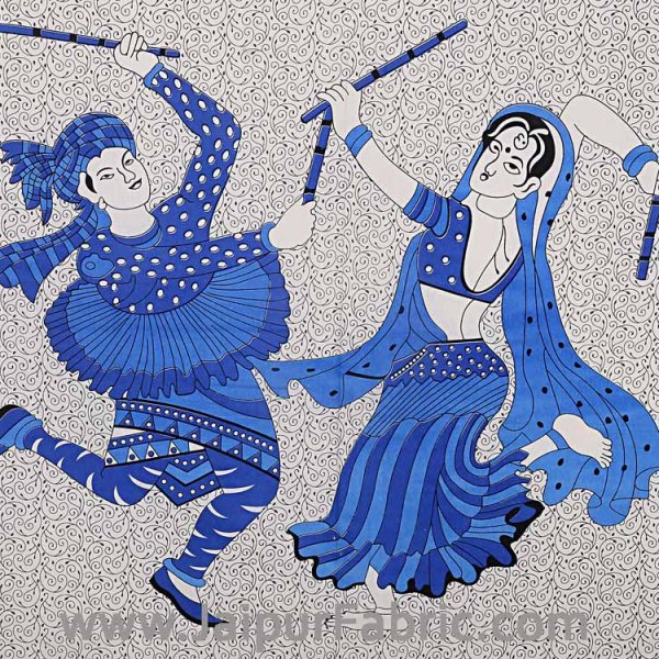 Double Bedsheet Blue Dandiya Dance