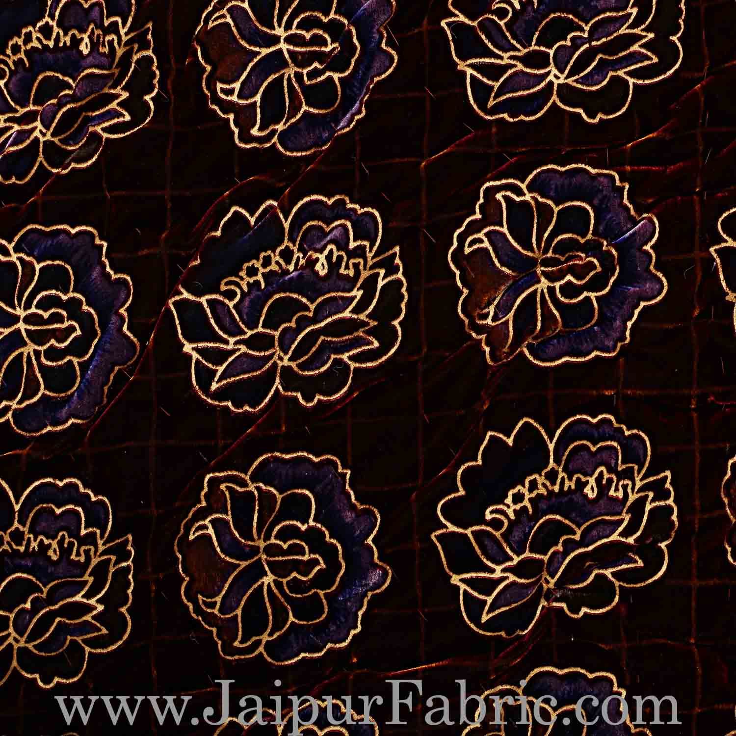 Jaipuri Single Printed Velvet Quilt/Rajai Hand Crafted Floral Print