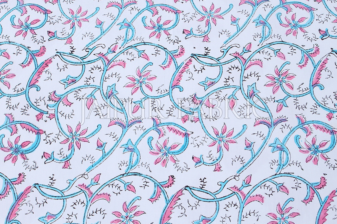 White Base With Pink and Cyan Color Print Single Cotton Bed sheet