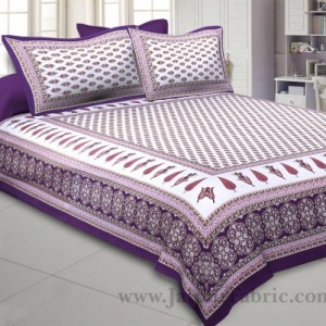 Purple Pink Gold Print Double Bedsheet
