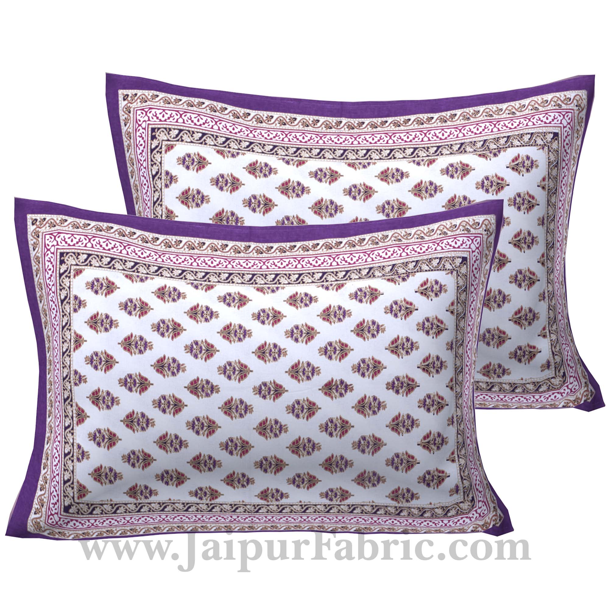 Purple Pink Gold Print Double Bedsheet
