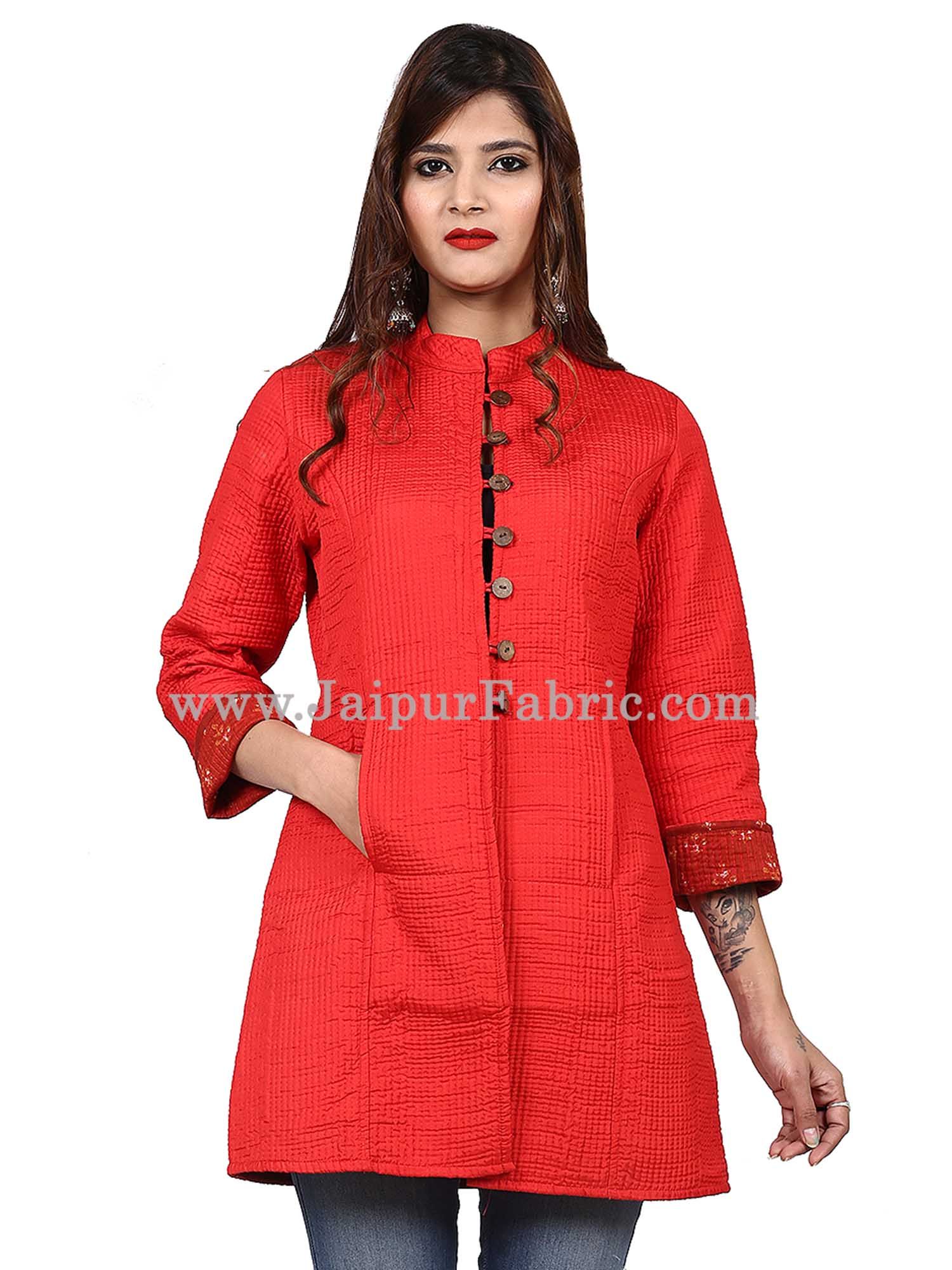 Women Solid Red Jacket