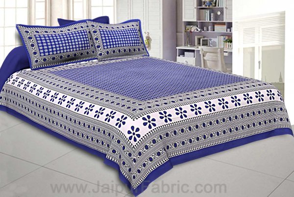 Double Bedsheet Blue Color Rangoli Print