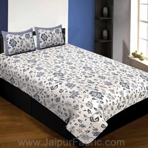 Pure Cotton 240 TC Single Bedsheet in blueish floral pattern taxable