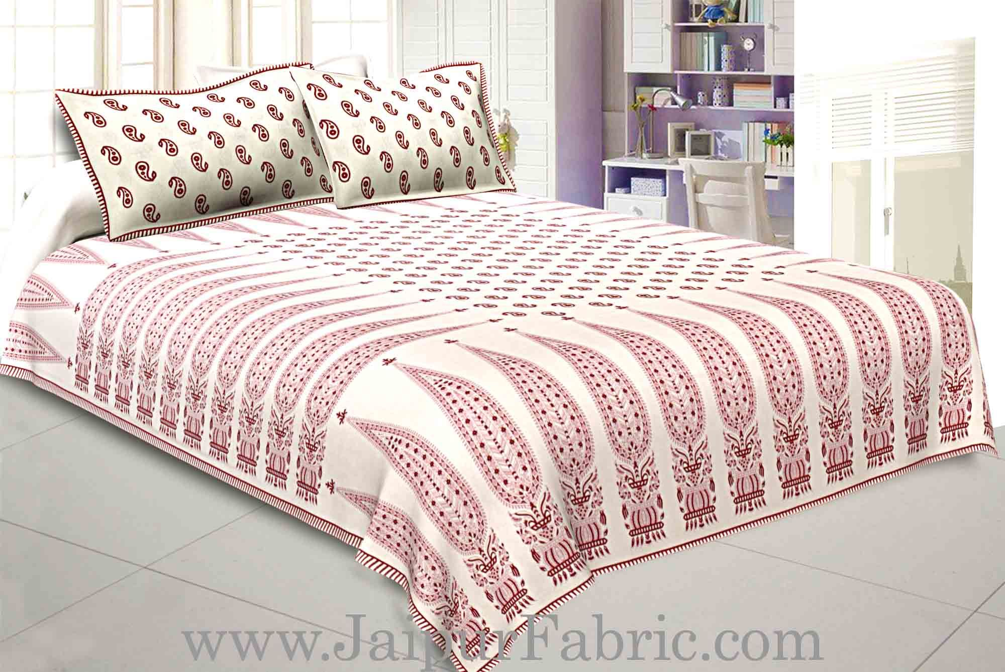 Double bedsheet Red Long Leaf Smooth Cotton Screen Print
