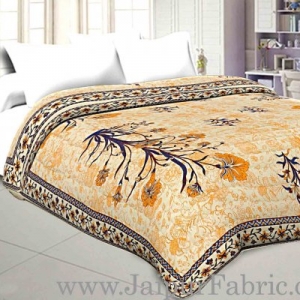 Jaipuri Printed Double Bed Razai Cream Base with Mughal pattern