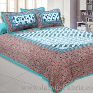Floral BedSheet Double Bed with SeaGreen Base