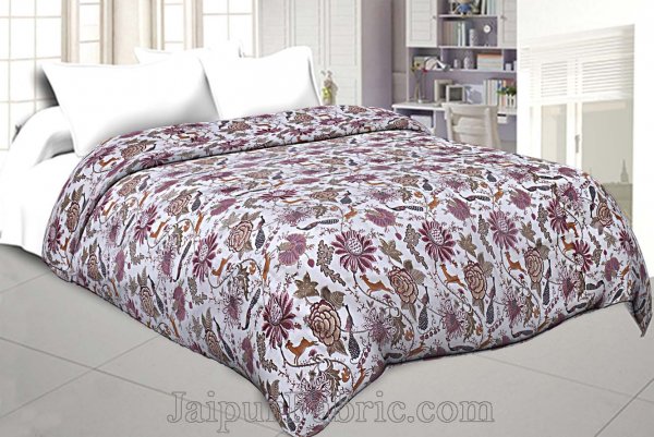 Muslin Cotton Double bed Reversible mulmul Dohar in seamless pink floral print