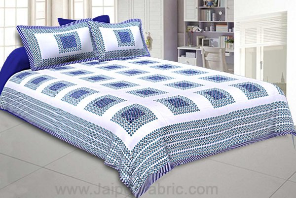 Double Bedsheet Navy Blue Checks Cotton