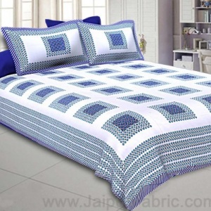Double Bedsheet Navy Blue Checks Cotton