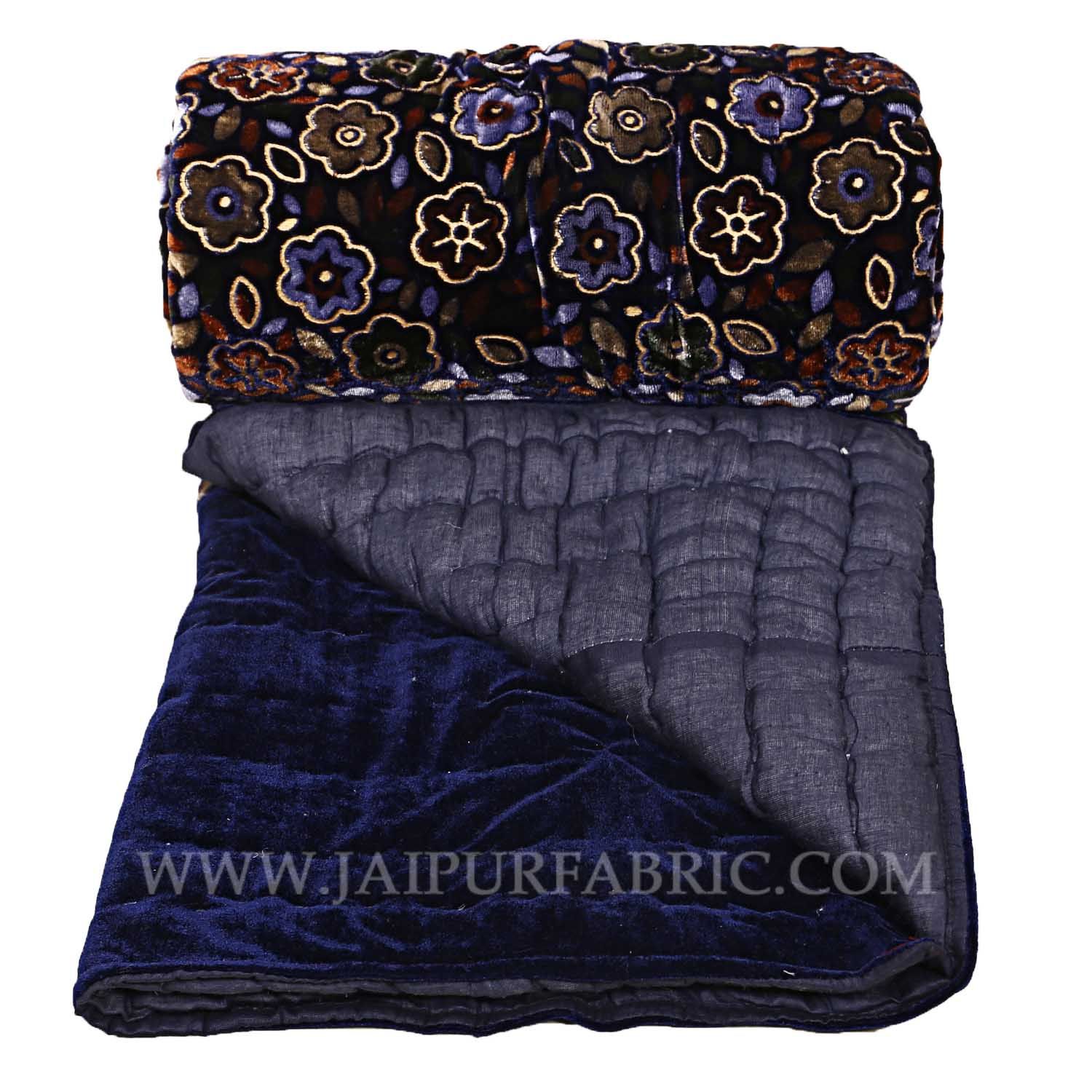 Single Bed  Velvet  Quilt Multi Floral Design print
