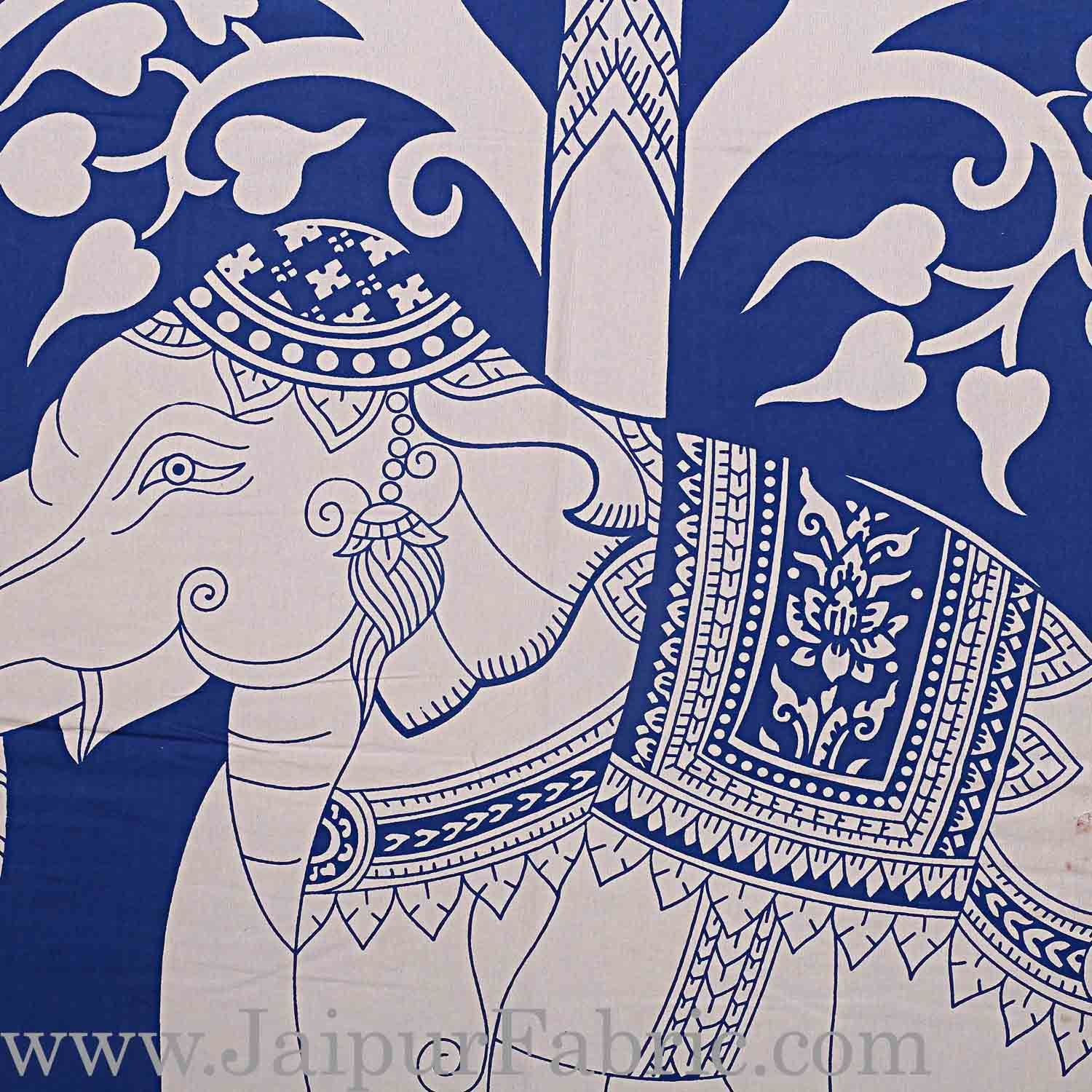 Double Bedsheet With Big Elephant And Tree Pattern With Two Pillow Cover