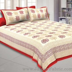 Maroon Trees Double Bedsheet With 2 Pillow covers
