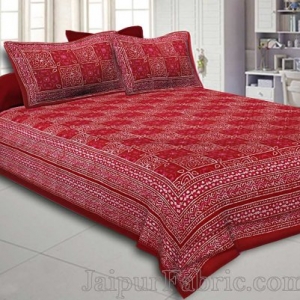Double Bedsheet Dabu Indigo Dye Red Geometric Patteren