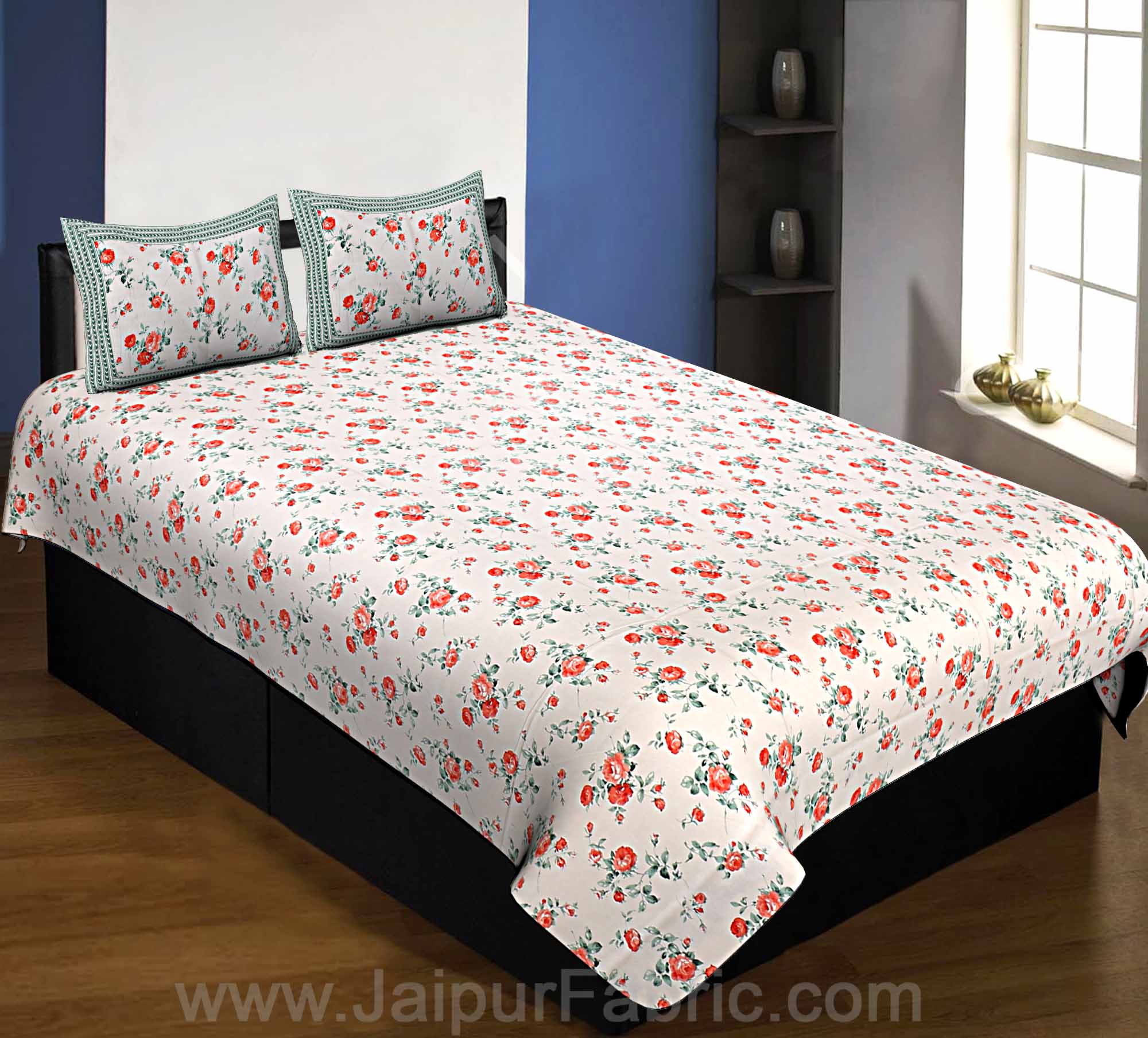 Pure Cotton 240 TC Single Bedsheet in pink bouquet print taxable
